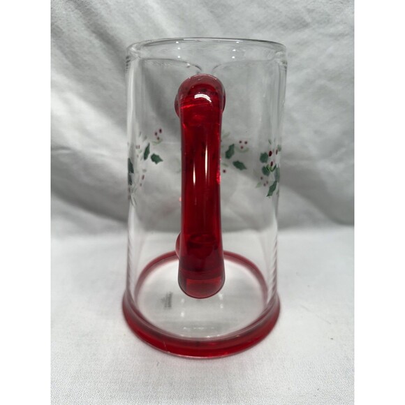 Pfaltzgraff Winterberry Pitcher red & clear etched glass holly holiday 8.75” - Picture 16 of 16